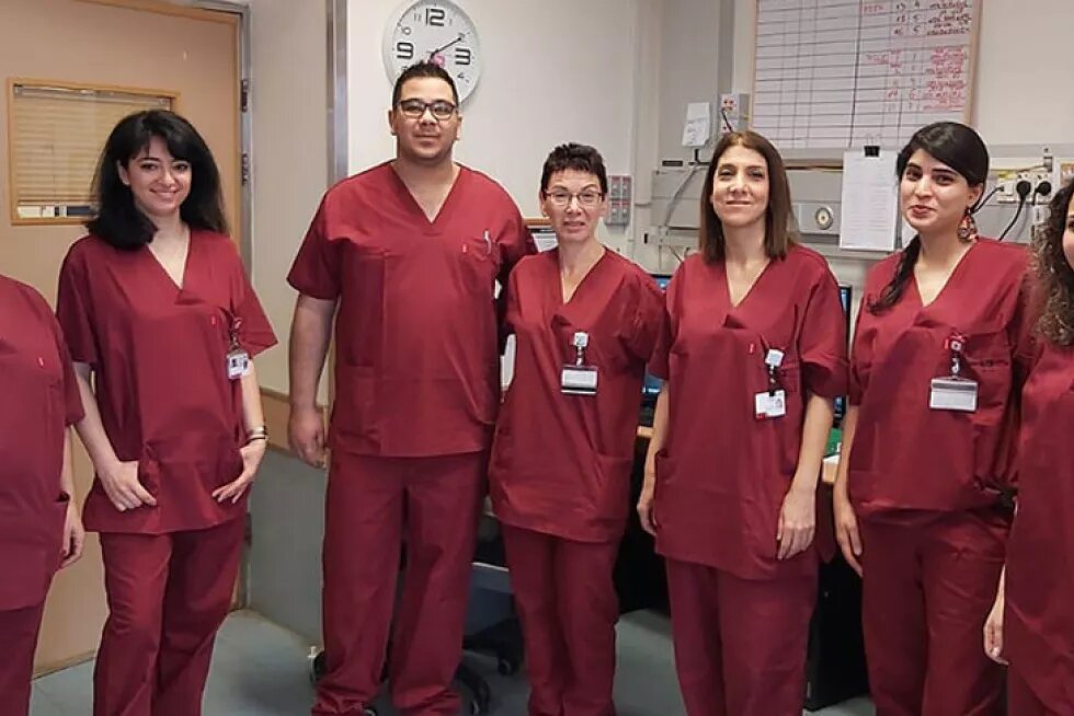  Jewish and Arab members of the coronavirus team at Rambam Hospital in Haifa, Israel. Coutesy of Dr. Yasmin Diab (second from right)