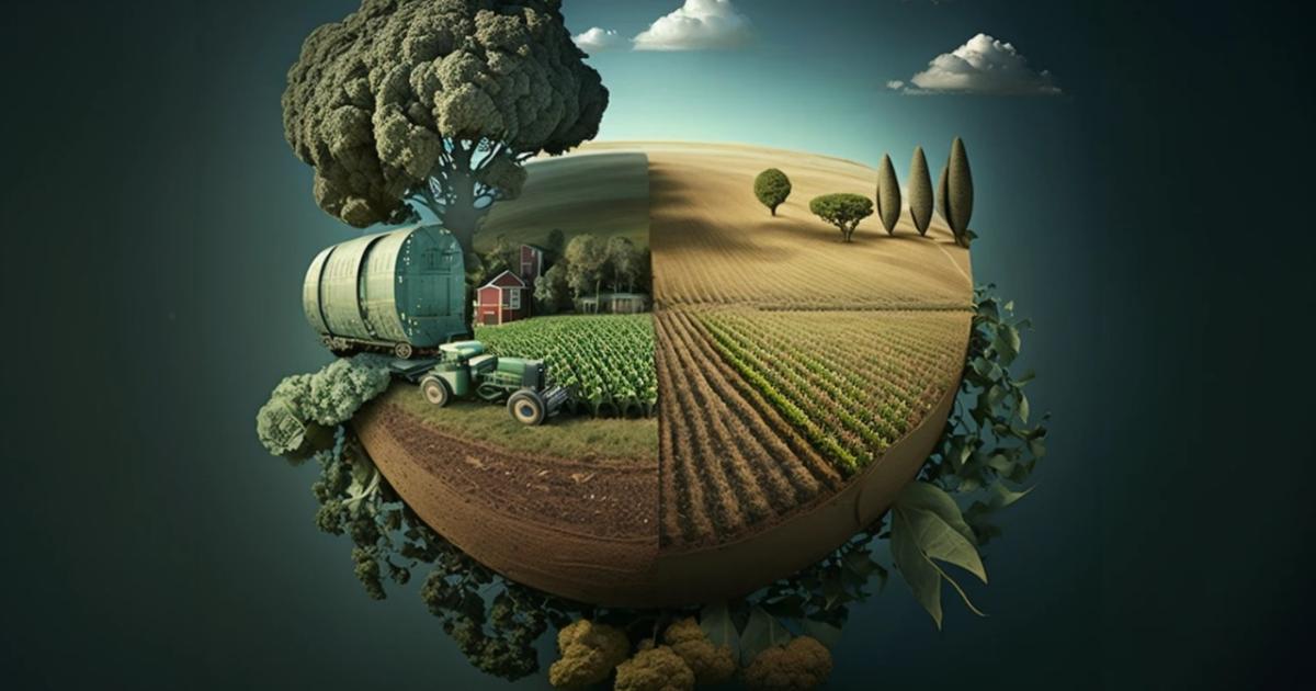 Woman working on sustainable agriculture blog with laptop and plants