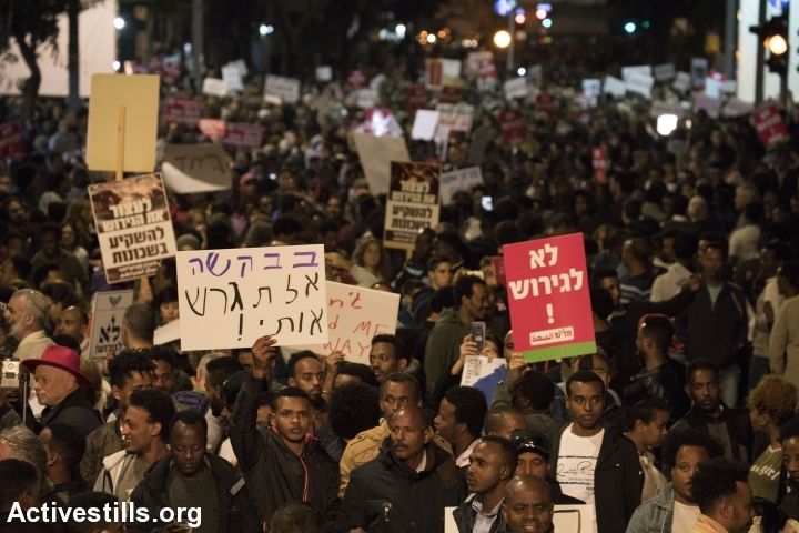 Protest against deportation, south Tel Aviv, Israel, 24.2.2018